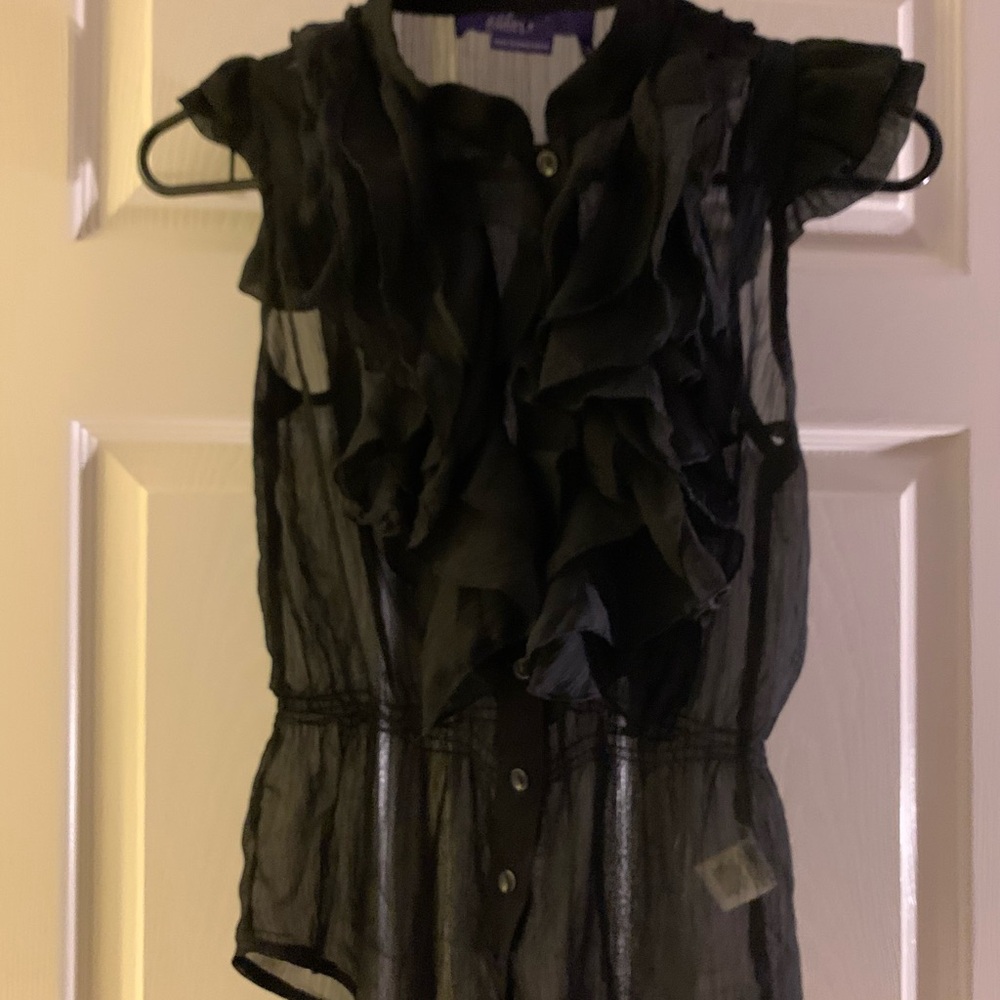 Miley Cyrus & Max Azria Black Ruffled Blouse